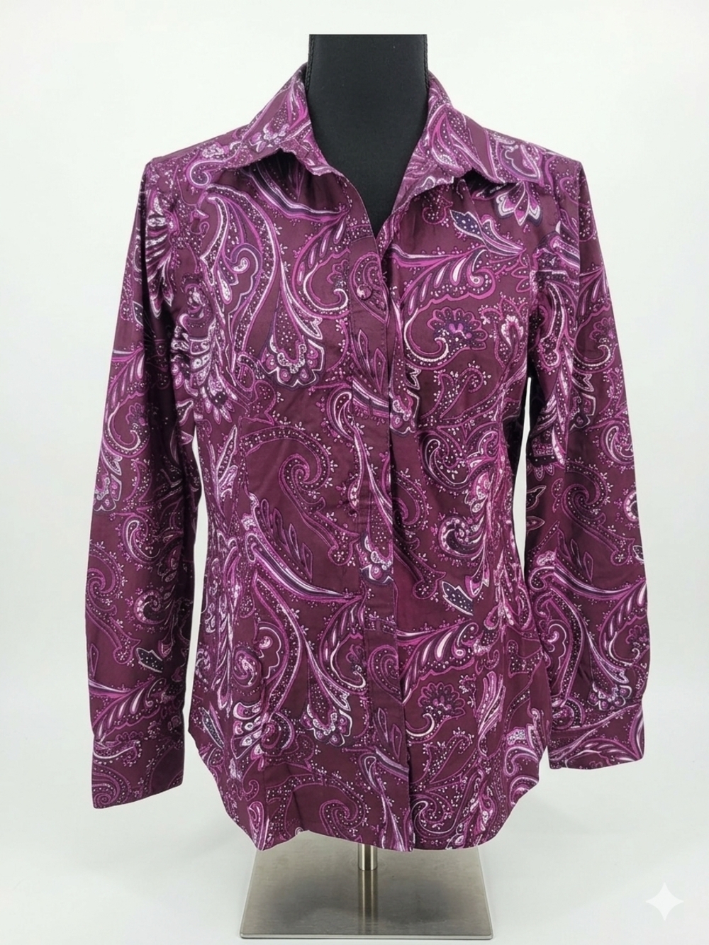 Talbots Purple Paisley Button-Down Shirt